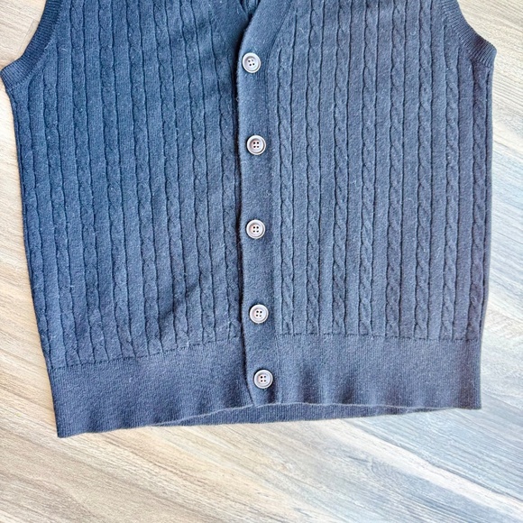 Kallspin Wool Black Button-Front Cable Knit Slim Sweater Vest Size M - Picture 3 of 8